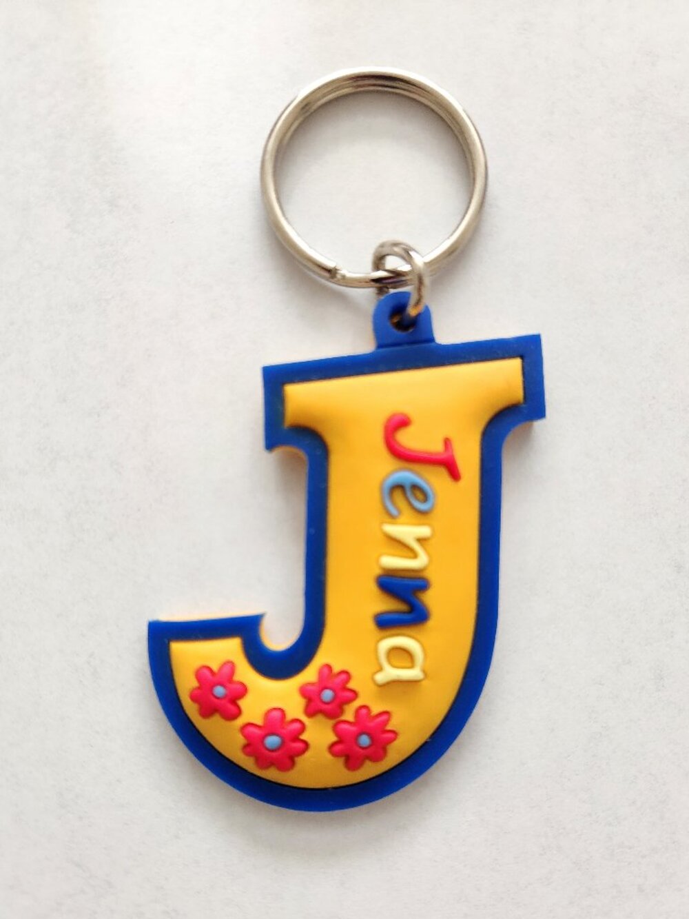 Personalized Initial "Jenna" Keychain Key Tag Key Ring